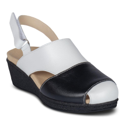 DTD-202 (цв.6-белый/черный) Туфли летние открытые (Ремни на велкро)